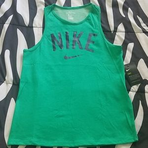 New Nike dri-fit tank top shirt athletic gym workout activewear yoga sport green